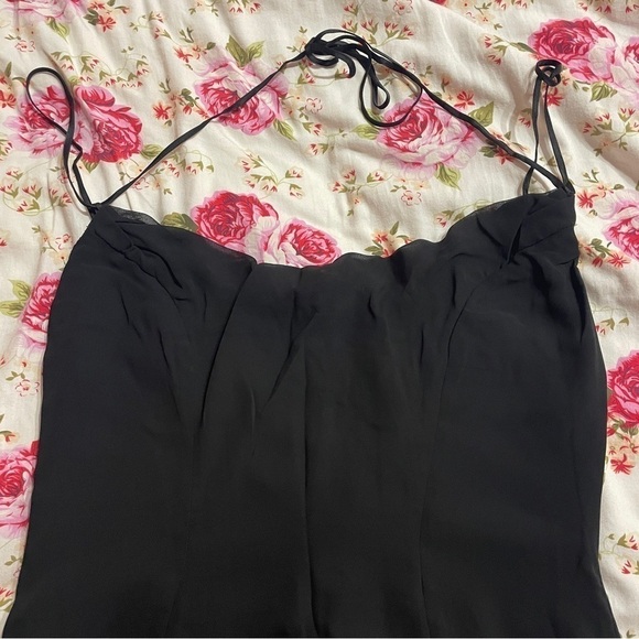 NEW! House of CB- Rossella Black Ruffle Cowl Neck Asymmetrical Mini Dress Large - Picture 4 of 9
